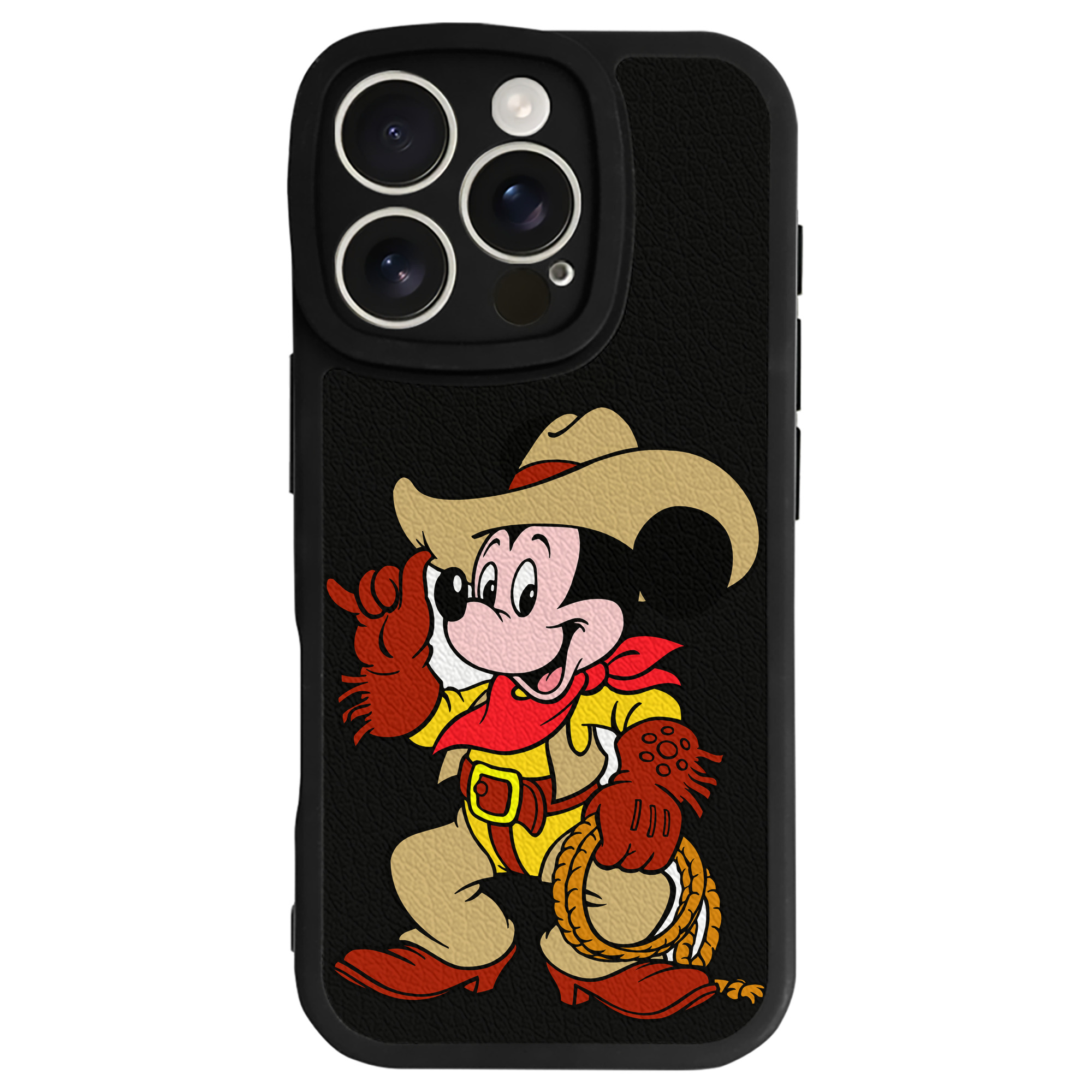 （画像用） ミッキーマウス Mickey Mouse 【iPhone 16シリーズ対応】シリコンスマホケース（レザー調） 材質：シリコン